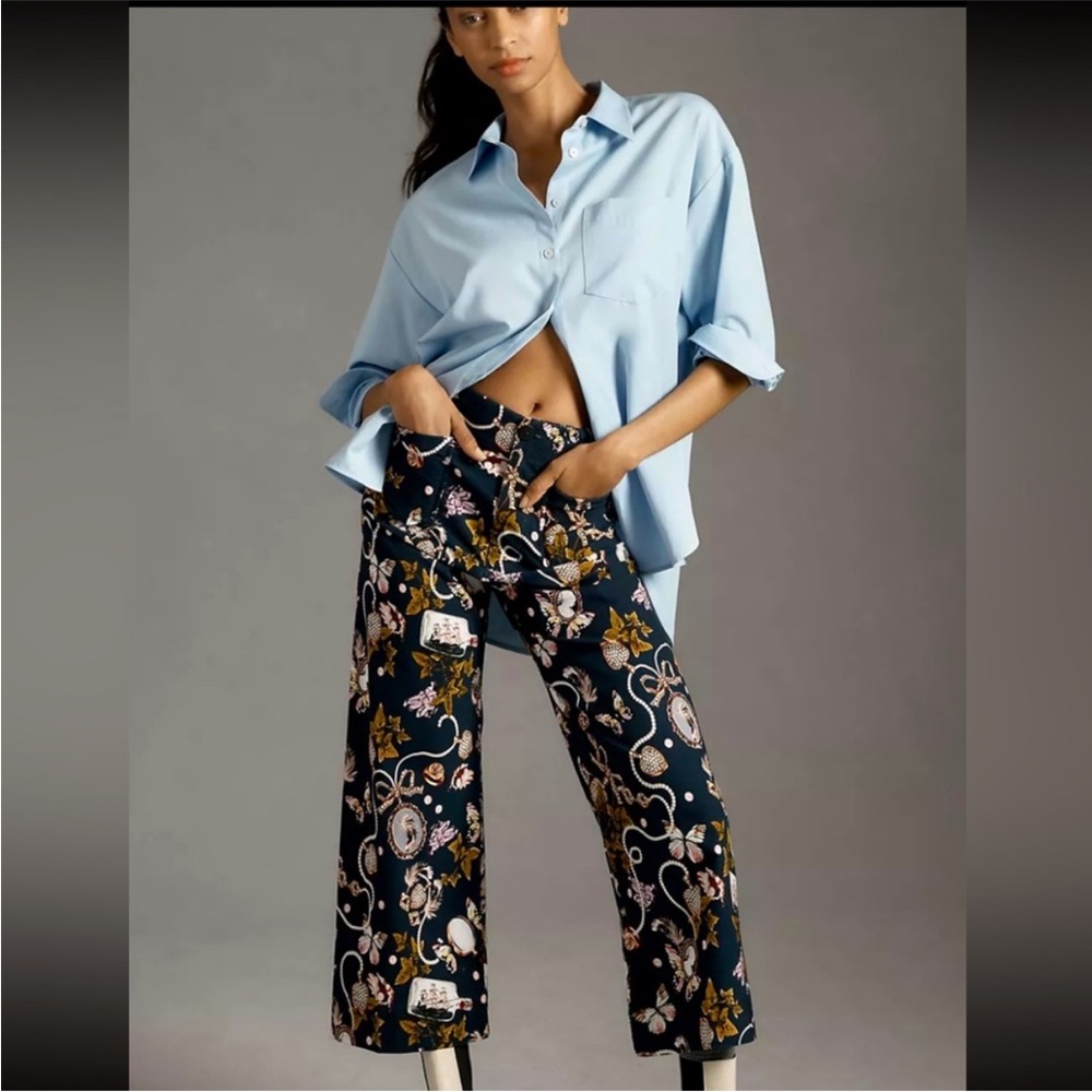 Anthropology, the Colette Cropped Wide-Leg pants by Maeve 26P